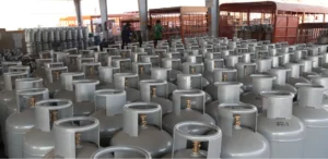 Rows upon rows of silver gas cylinders